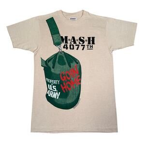 Vintage 1982 MASH 4077th Goin Home T Shirt U.S. Army Graphic Tee Tan Size S